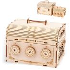 MiYAVi 大型宝箱 ダイヤルロック 貯金箱 秘密箱 春休み 工作キット 立体パズル 木製パズル プレゼント 知育玩具 親子 DIY ウッドパズル 模型 ３D