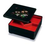 紀州塗り 9寸 隅切二段オードブル 黒 二輪草 運動会 大型 弁当箱 おしゃれ 2段 お重箱 かわいい おせち 正月 花見 日本製 国産