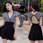  купальный костюм женский One-piece body type покрытие короткий рукав чёрный белый модный симпатичный оборка 20 плата 30 плата 40 плата 50 плата 