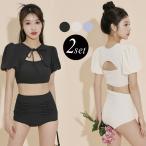  купальный костюм бикини высокий талия женский 2 позиций комплект 20 плата 30 плата 40 плата короткий рукав body type покрытие болеро пуховка рукав чёрный белый 