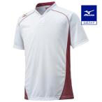  бейсбол тренировка надеты Mizuno официальный свечение bar Elite половина кнопка маленький воротник модель белый темно-красный форма MIZUNO взрослый средняя школа бейсбол мужской женский 12JC6L11