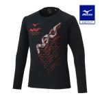  Mizuno официальный собрание память футболка с длинным рукавом мужской женский черный тренировка одежда 