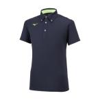  Mizuno официальный кнопка down рубашка-поло унисекс глубокий темно-синий × Neo lime 