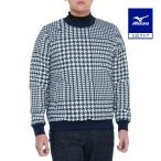  Mizuno официальный Golf одежда повышение температуры материалы breath Thermo двусторонний тянуть over мужской темно-синий проверка × белый клиренс 