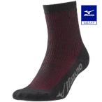 ミズノ公式 発熱素材 ブレスサーモ コーデュラソックスクルー丈 メンズ ブラック×レッド