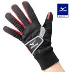 ミズノ公式 発熱素材 ワークグラブ ブレスサーモ・防風タイプ ユニセックス ブラック×レッド