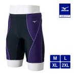  Mizuno официальный aqua фитнес для половина леггинсы цельный cup есть черный × лиловый мужской 