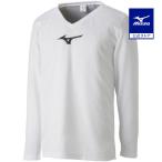  Mizuno официальный внутренний рубашка V шея / длинный рукав унисекс белый × черный 