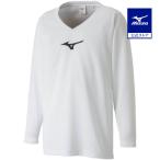  Mizuno официальный внутренний рубашка V шея / длинный рукав Junior белый × черный 