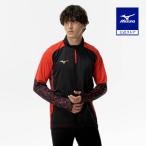  Mizuno официальный тренировка верх половина Zip черный × мак красный унисекс клиренс 
