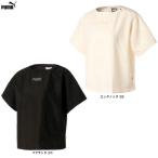 ◆メール便対応商品◆PUMA（プーマ）MODERN BASICS SS トップ（588344） シアサッカー素材 カジュアル 半袖 Tシャツ トップス ウエア 女性用 レディース