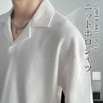 サマーニット ポロシャツ メンズ トップス カジュアル POLO 半袖ニット ゆったり 半袖 無地 薄手 ポロ Tシャツ 夏 父の日