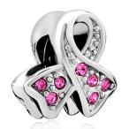 Yahoo! Yahoo!ショッピング(ヤフー ショッピング)チャーム ブレスレット バングル用 CharmSStory チャームズストーリー Pink Birthstone Crystal Ribbon Breast Cancer Awareness Charm Beads For Bracelets