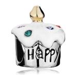 チャーム ブレスレット バングル用 LovelyJewelry ラブリージュエリー Happy Birthday Cake White Drip Gum Sale Cheap Jewelry Beads Fit Pandora Bracelets