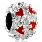 チャーム ブレスレット バングル用 LovelyJewelry ラブリージュエリー  Silver Plated Red Heart Love Charm Jewelry Beads Sale Cheap Fit Pandora Charm Brace