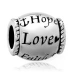 チャーム ブレスレット バングル用 LovelyJewelry ラブリージュエリー  Hope Love Faith Charms Silver Plated Sale Cheap Jewelry Beads Fit Pandora Bracelets