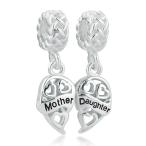 チャーム ブレスレット バングル用 LovelyJewelry ラブリージュエリー  Sterling Silver Mother Daughter Heart Charms Love Family Sale Cheap Dangle Jewelry