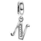 チャーム ブレスレット バングル用 Angemiel アンジェミエル 925 Sterling Silver Letter Initial A-Z Dangle Alphabet CZ Charm Fits Charms Bracelet Snake Ch