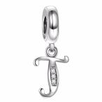 チャーム ブレスレット バングル用 Angemiel アンジェミエル 925 Sterling Silver Letter Initial A-Z Dangle Alphabet CZ Charm Fits Charms Bracelet Snake Ch