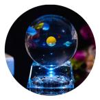 太陽系 LED ランプ クリスタルボール クリア 3D Crystal Ball with Solar System model and LED lamp Base, Clear 80mm (3.15 inch) Solar System Crystal Ball,