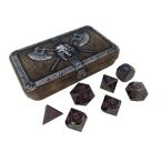 メタルダイス 多面体ダイスセット ウォーゲーム TRPG テーブルトーク DND に Skull Splitter Dice Whispers of The Void Metal Dice - Shiny Black Nickel