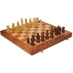 チェスセット  14 Inch Large Wood Magnetic Chess Set with Storage - Folding Wooden Travel Chess Board Game with Chessmen Storage - Handmade Tournament