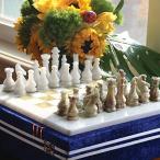 チェスセット  RADICALn 15 Inches Large Handmade White and Green Onyx Weighted Full Chess Game Set Staunton and Ambassador Gift Style Marble Tournament