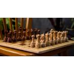 チェスセット  15 Inches Dark and Light Brown Weighted Chess Set - Unique Chess Set with 32 Chess Pieces - Large Marble Chess Set Ideal for Home D?cor