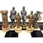 チェスセット  HPL Medieval Times Crusades Gold and Silver Armored Warrior Knight Chess Men Set - NO Board