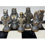 チェスセット  HPL Medieval Times Crusades Knight Chess Men Set Gold &amp; Silver Busts - NO Board