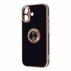 iPhone 17 / ソフトケース 精密設計 フレームメッキ リング付き / ブラック/ゴールド