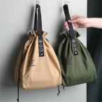 エコバッグ 巾着型 弁当袋 ランチバッグ 緑とブラウンの2個 セット コンパクト収納 コンビニサイズ 綿&amp;麻 天然素材 ECO