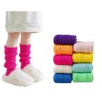 [Lettyhe] ребенок девушки девочка красочный гетры вязаный neon цвет Roo z носки флуоресценция . рука танцевальный костюм теплый свободный размер начальная школа 