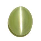 1615 クリソベリルキャッツアイ ルース 1.63ct 強いキャッツアイ効果 黄緑 半透明 インド : 瑞浪鉱物展示館 【送料無料】