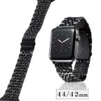 エレコム AW-44BDSS7BK アップルウォッチ5 44ミリ用 ラグジュアリー ステンレス バンド AppleWatch 44mm 7連交換 ベルト替え バンド替え ブラック ELECOM