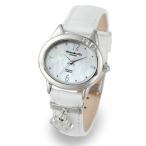 Yahoo! Yahoo!ショッピング(ヤフー ショッピング)アレサンドラオーラ 肉球型チャーム付 ネコモチーフ 腕時計 天然ダイヤモンド2ポイント  レディース レザーウォッチ シルバー/ホワイト AO-2220S-WH