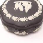 [ редкий ] Wedgwood jasper черный крышка имеется бардачок Wedgwood чёрный цветок драгоценнный камень 