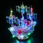 KKYOYRE テキーラ観覧車 カクテルグラスホルダー LED酒ボトルの表示棚 LED酒グラス 収納ラック(グラスは含まれません)