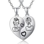 KINGWHYTE Best Friend Necklace for 2, S925 Sterling Silver Two Broken Heart 並行輸入品