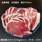 焼肉用猪肉スライスセット1kg（モモ・バラ詰合せ）長崎県産天然イノシシ肉