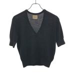 ショッピングIT KHAITE ケイト Vネックカシミヤショートスリーブニットトップス BLM-53160 ブラック XS IT2WP5HQI2H0