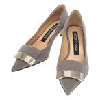 sergio rossi セルジオ ロッシ SR1 ポインテッドトゥメタルプレートスウェードパンプス A78952 グレー 36 1/2 IT37PJ3XE9N8