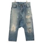 FUMITO GANRYUf Mito ganryu 5-POCKET SARROUEL PANTS повреждение ремонт Denim шаровары FU5-PA-105 индиго голубой 1 ITFHZ52B3153