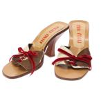 ショッピングミュウミュウ miu miu ミュウミュウ 1998SS Harako mules Sandal ハラコミュールサンダル  ブラウン 36 1/2 ITG1NZJKHN5C