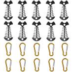 キャンプ テント ウッドデッキ専用 ペグ フック 魚骨型 軽量 アルミ 自在金具 スプリングセット（10本セット） (ブラック)