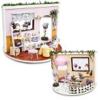 ドールハウス ミニチュア 手作りキット セットラベンダー ショップ 360度 回転 パープル オルゴール 付属 ( ラベンダー ストーリー )