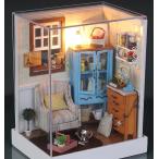 ドールハウス ミニチュア 手作りキット セットおしゃれな部屋シリーズ LEDライト + アクリルケース付 ( 1Pソファのあるくつろぎワンルーム )