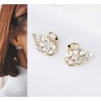 Yahoo! Yahoo!ショッピング(ヤフー ショッピング)レディース ピアス ジュエリーゴールド スワン 白鳥 水晶 クリスタル 雫型 ラインストーン 金属アレルギー対応