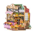 ドールハウス ミニチュア 手作りキット おしゃれなお店シリーズ | 中型 | LEDライト付属 ( フルーツと野菜がたくさんの八百屋さん )
