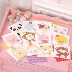 ショッピングメッセージカード無料 メッセージカード グリーディング にっこり 笑顔 アニマル 動物 | ミニ 小さめ 飛び出す 3D 犬 猫 | カード+封筒（水玉） 12種セット